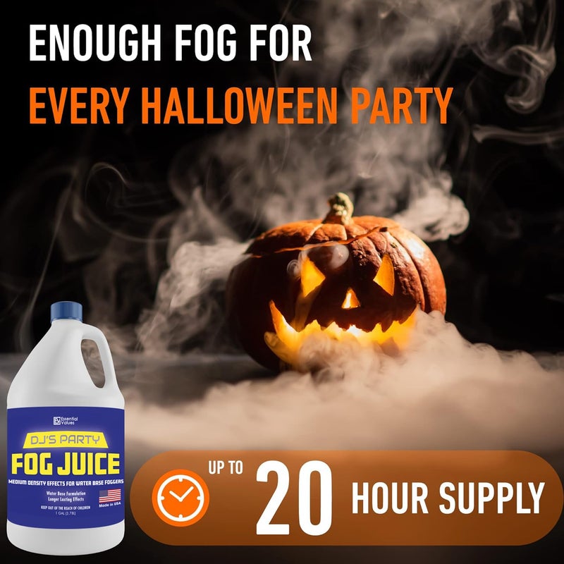 ESSENTIAL VALUES Fog Machine Fluid (128 FL OZ / 1 Gal) Fog Juice Long-Lasting Medium Density Liquid for Water Based Foggers, Perfect for 400 Watt to 1500 Machines, Outdoor or Indoor, Made in USA - Image 5